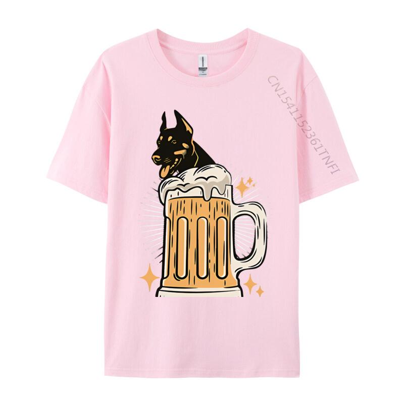 Doberman Dog Lover Funny Beer Lover Tshirt Black High Quality Funny Style T Shirt Cotton Mens Tops Tees