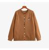 Plus Size Women's Embroidered Round Neck Long Sleeve Velvet Knit Cardigan 2025 Winter Collection