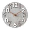 Mermbe Wall Clock, European Style, Popular, Silent, Round, 3D Dial, Easy To Read, Gray Wood Finish, 12-inch (30cm Diameter), Unique Analog Clock,