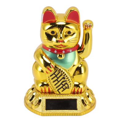 Decoração Gato da Sorte Chinês Braço Acenando Luz Solar Indução Estátua Figurino Para Enfeites de Casa Carro