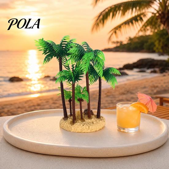 Artificial Coconut Tree Aquarium Plants, Miniature Plastic Trees, Safe Fish Tank Turtle Decoration Plants for Betta Shrimp Turtles Tropical Decor