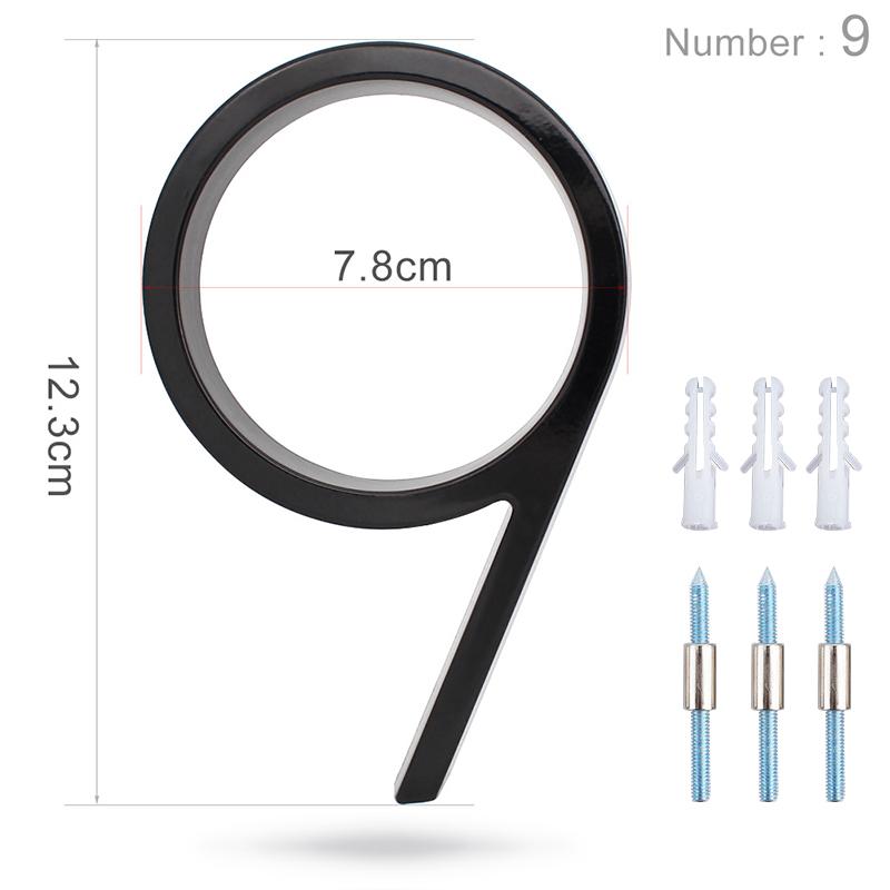 

125 мм плавающий номер дома, современные буквы алфавита двери, дома на открытом воздухе 5 дюймов. Черные 3D цифры адрес дверные номерные таблички для стены