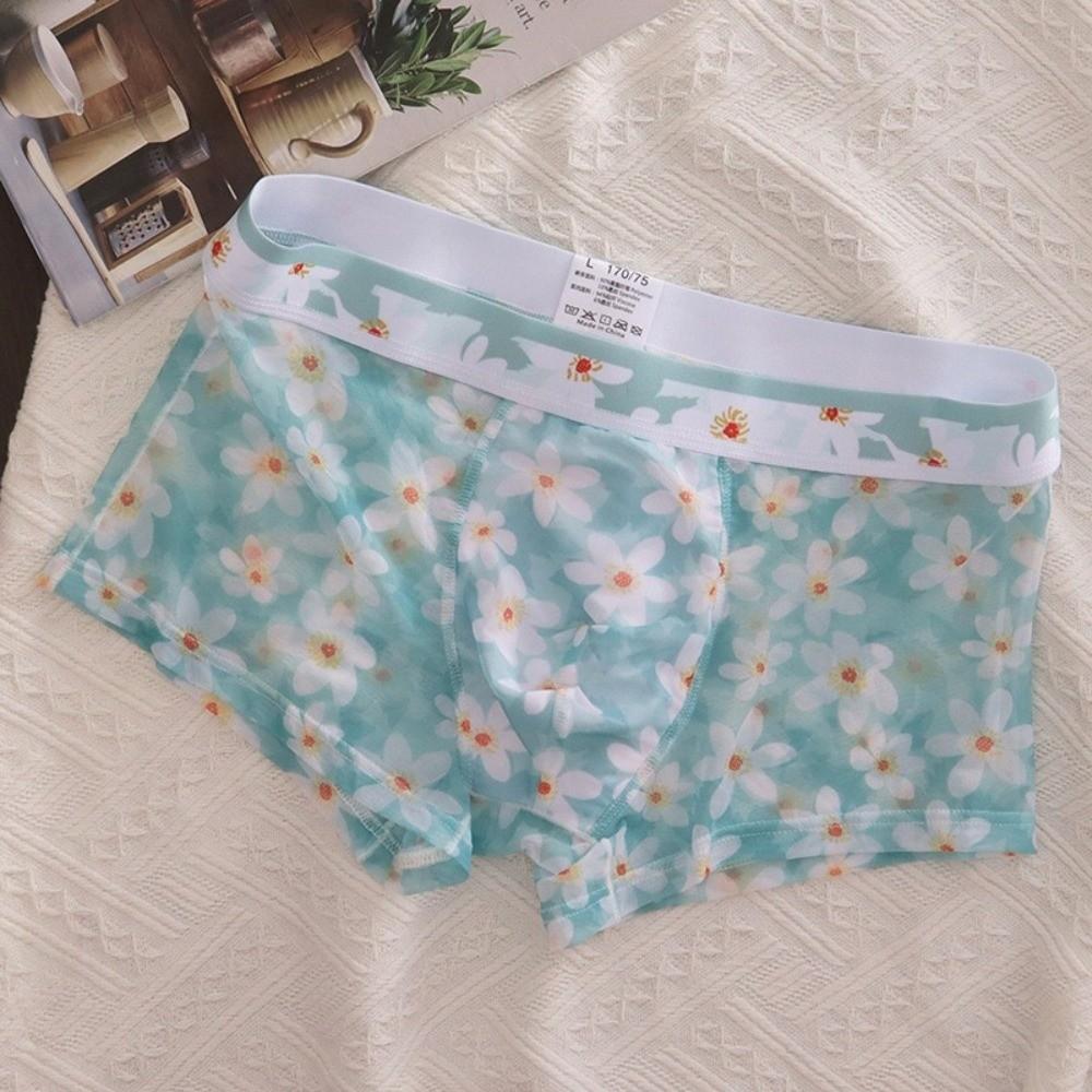 Transparent Mesh Boxer Shorts Ultra Thin See Through Underwear Flat Pants Male  Summer Season