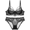 Sexy Ultra-thin Lace Underwear Fashion Ribbon Big Chest Small Semi-see-through Bra Suit Women