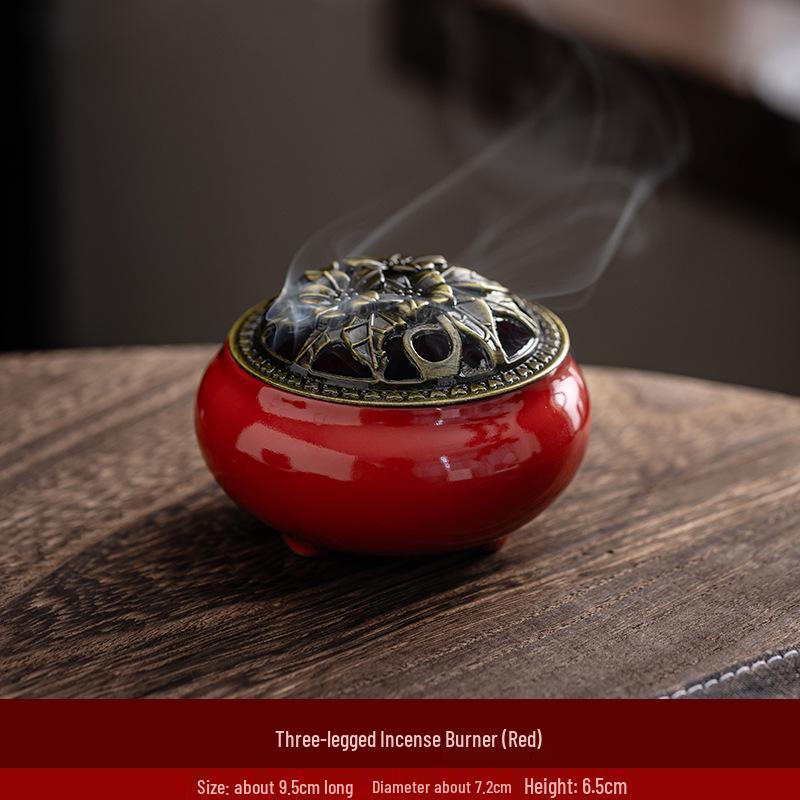 Ceramic Incense Burner - Ge Ware Kiln, Temple Tower & Small Plate for Home Use