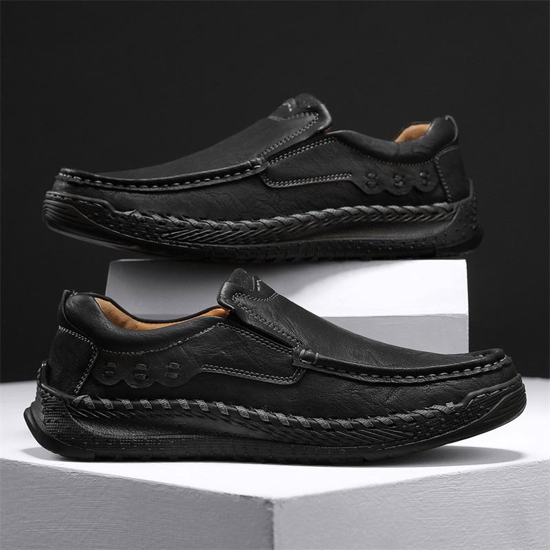 Fashion Outdoor Leather Men Sneakers Slip On Casual Shoes Handmade Man Walking Shoes Light Loafers Moccasins Comfortable Hiking Footwear
