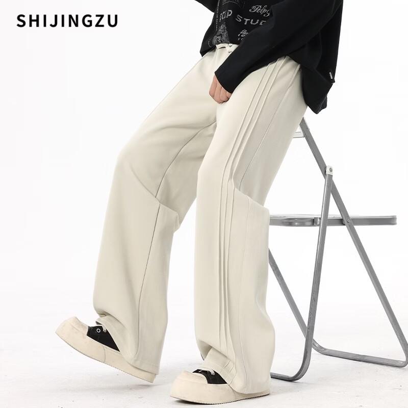 SHIJINGZU Men's Straight-Leg Casual Sweatpants with Side Stripe