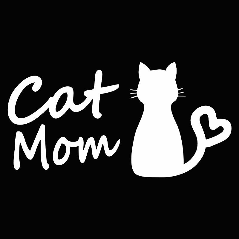 G155 13CMX6.7CM Cat Mom Car Sticker FunnyVinyl Deca Decor Black Silver for FiatStickers