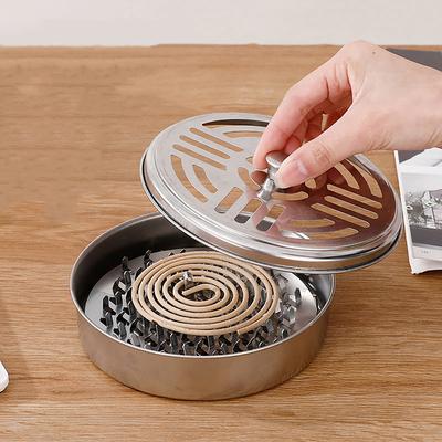 Mosquito Coil Tray Portable Holder Insect Repellent Rack With Cover Home Outdoor