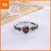 925 Sterling Silver Rings For Women Men Red Heart Simple Trendy Retro Adjustable Anillos Party Gifts Fine Accessories