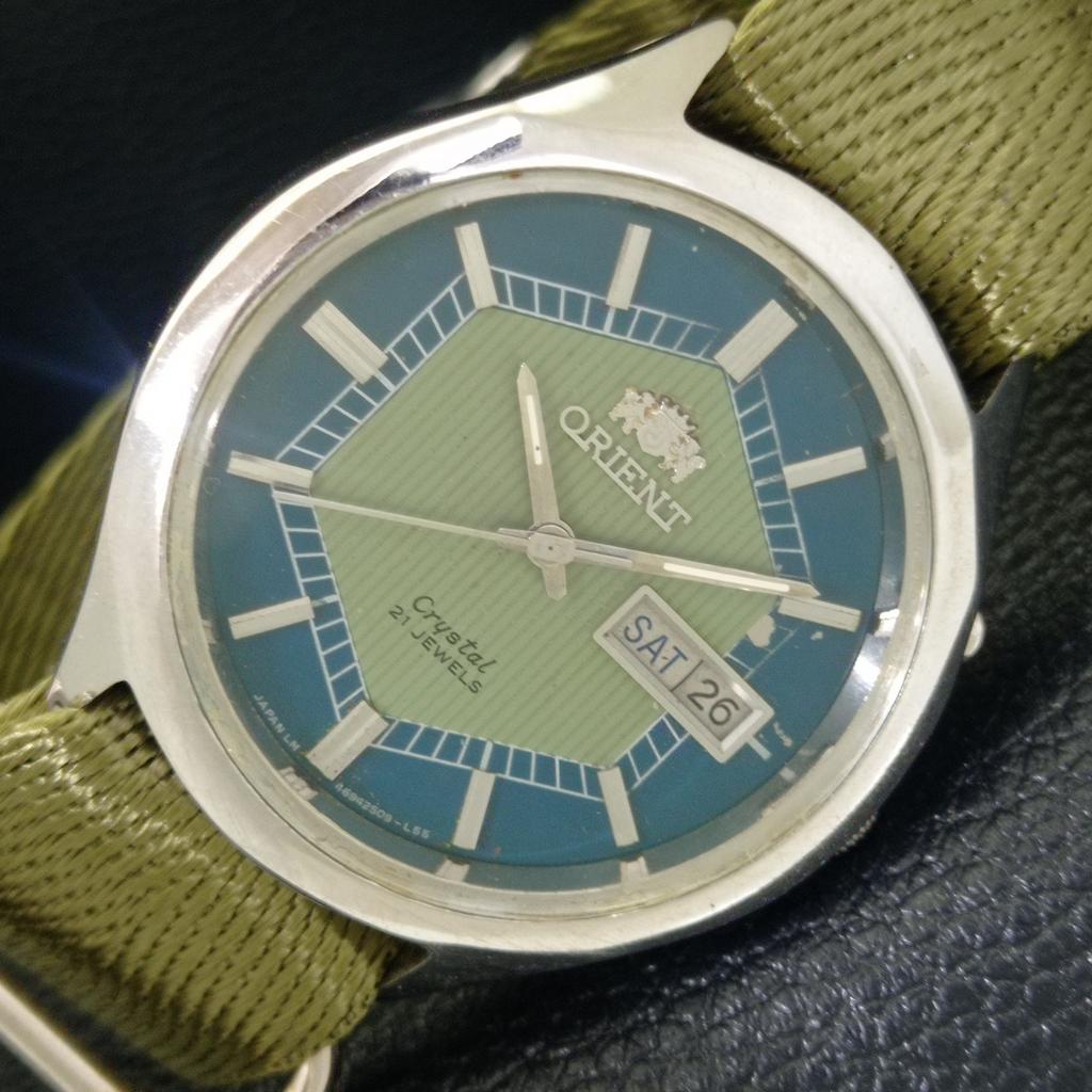 

JAPAN VINTAGE ORIENT CRYSTAL AUTOMATIC 46941 MENS ORIGINAL DIAL WATCH a703342-1 R213b-a703342