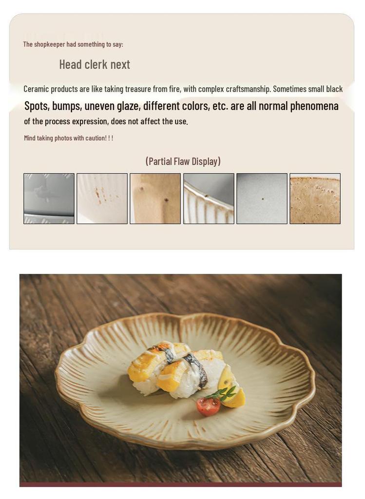 Flower-Shaped Ceramic Plate for Salads and Desserts - Japanese Pottery Style