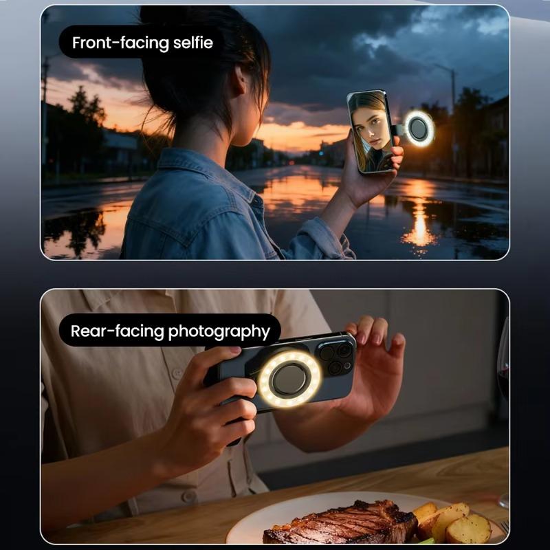 Mini Magnetic LED Rechargeable Phone Fill Light,3 Color Temps Foldable Clip Selfie Light for Pet Vlog Live,Dog Photography Pocket LED Light