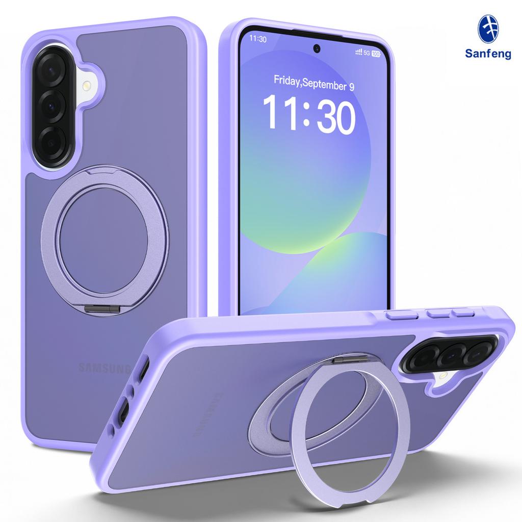 Applicable To Samsung A37 Ring Holder Rotating Mobile Phone Case a57A27 Matte Magnetic Suction A17 Ring Holder Protective Case