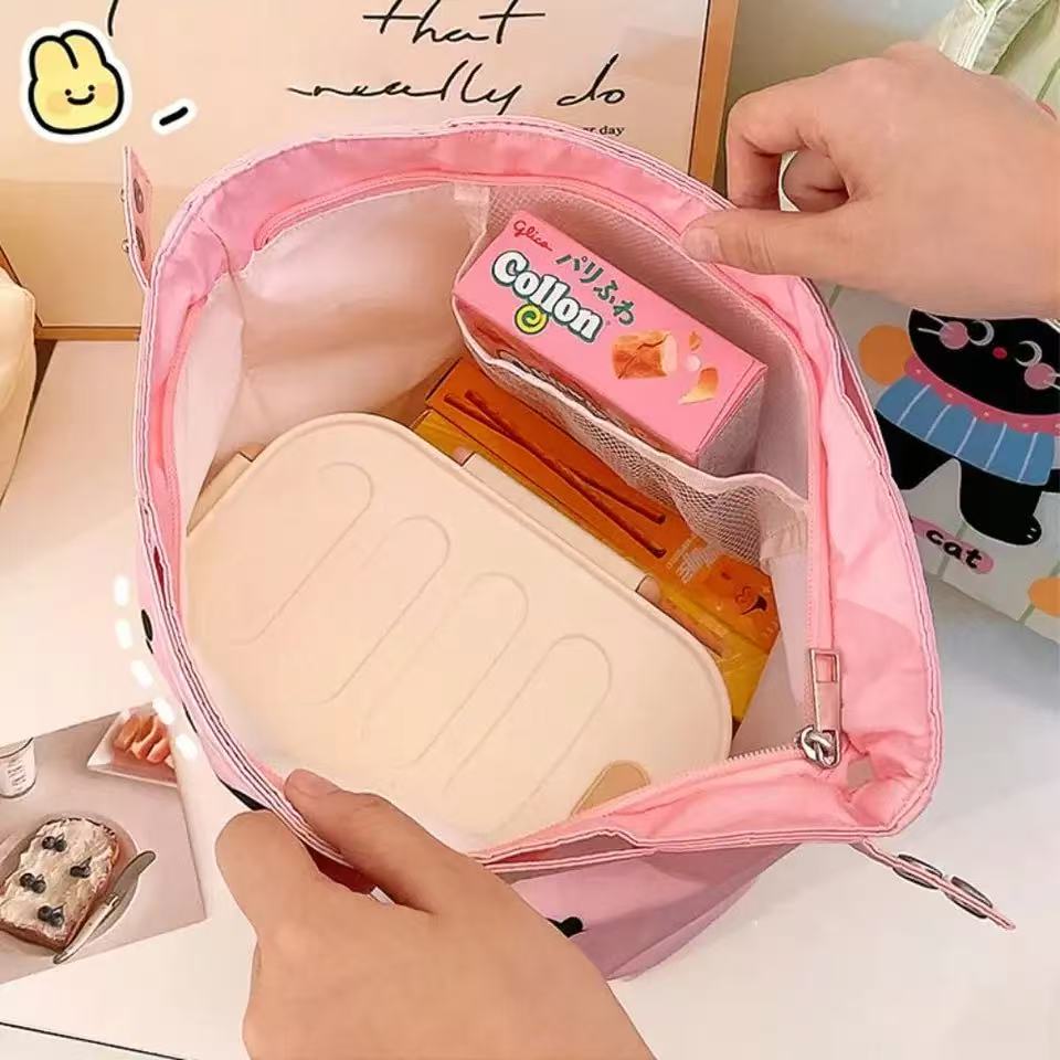 Cute Cat Thermal Lunch Bag Travel Large Capacity Thickened Insulation Handbag Durable Office Worker Student Food Storage Pouch