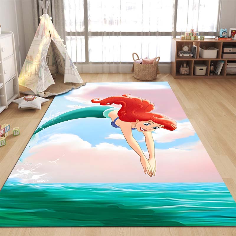 1PC Disney The Little Mermaid Print Carpet for Living Room Bedroom Kid's Room Home Decor Pink Room Decor Area Rug Non-slip Mat