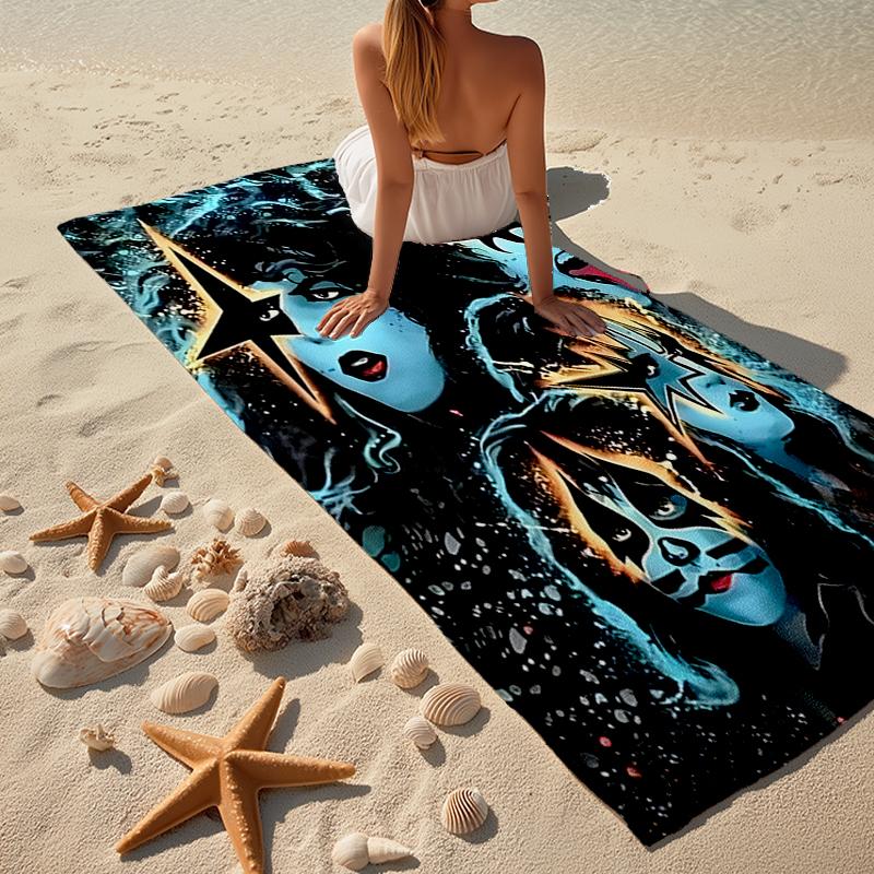 Kiss-Inspired Fashion Beach Towel: Ideal for Summer Adventures Soft, absorbent and quick drying suitable for swimming and bathing