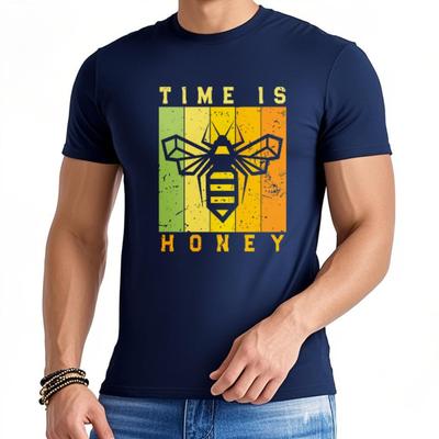 Short Sleeve Shirt Comfortable Boys Oneck Tshirt Graphic Time Is Honey Bee Design Minimalist For Him Top Tees Breathable Tee