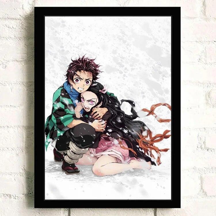 Japanese Popular Anime Demon Slayer Family Wall Art Decoration Poster Children's Room Decoration Wall Sticker Canvas Material
