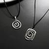 Y2K Spiral Vortex Pendant Necklace for Women Men Vintage Hand-woven Leather Rope Chain Necklace Grunge Jewelry Accessories