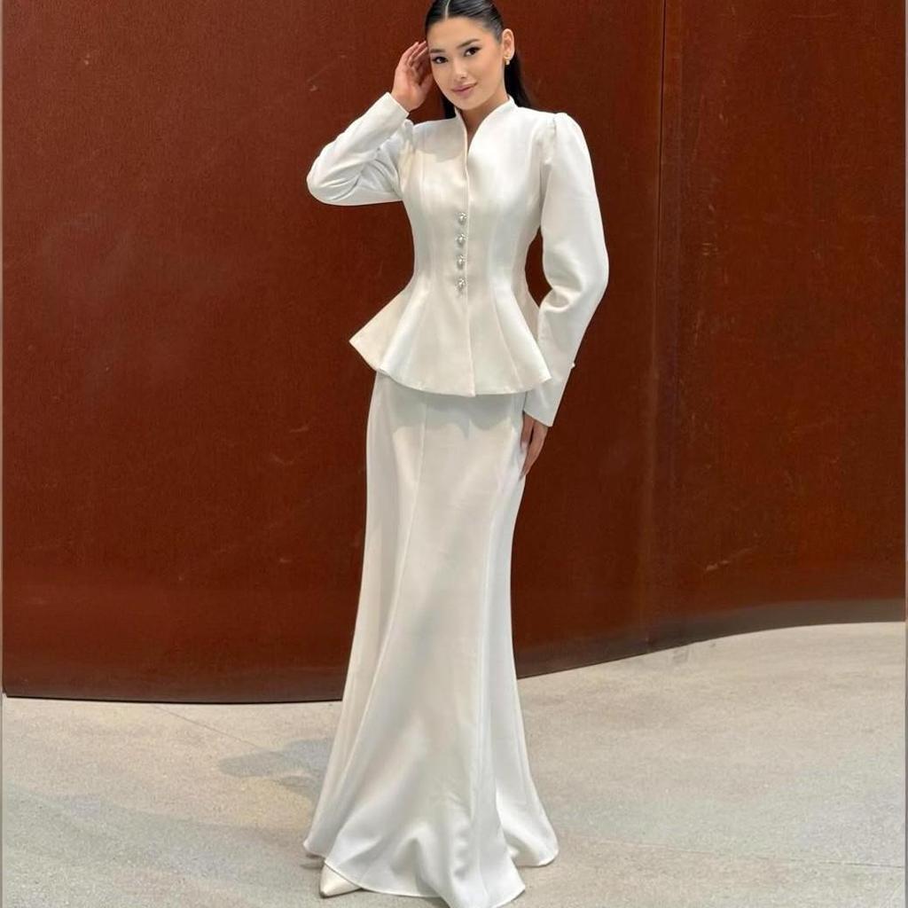 2025 Women’s Solid Color Long Sleeve Top & Bodycon Skirt Set