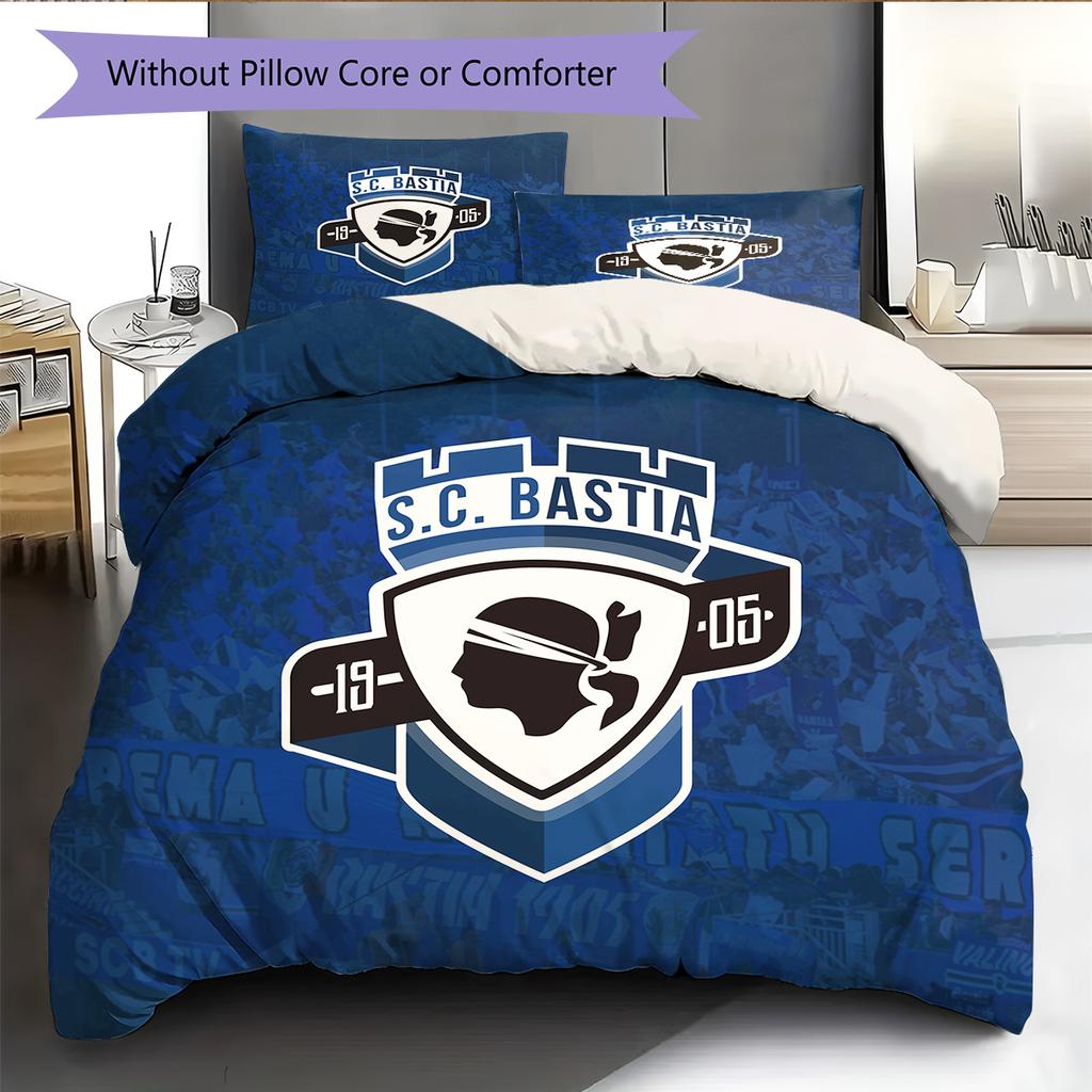 SC Bastia Pattern Bedding Home Decoration Birthday Gift (1 * duvet cover + 2 * pillowcase, without core)