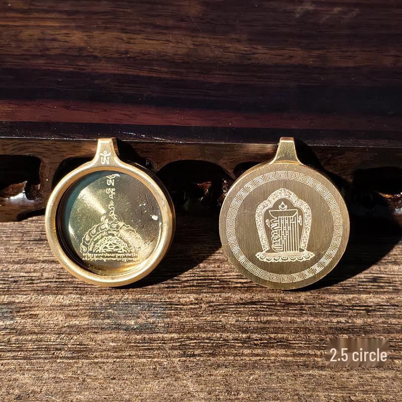 Ciondolo in Acciaio Titanio Thangka Tibetano: Scatola per Gu, Monofacciale/Bifacciale, Oro/Argento, Guscio Amuleto del Buddha Benming