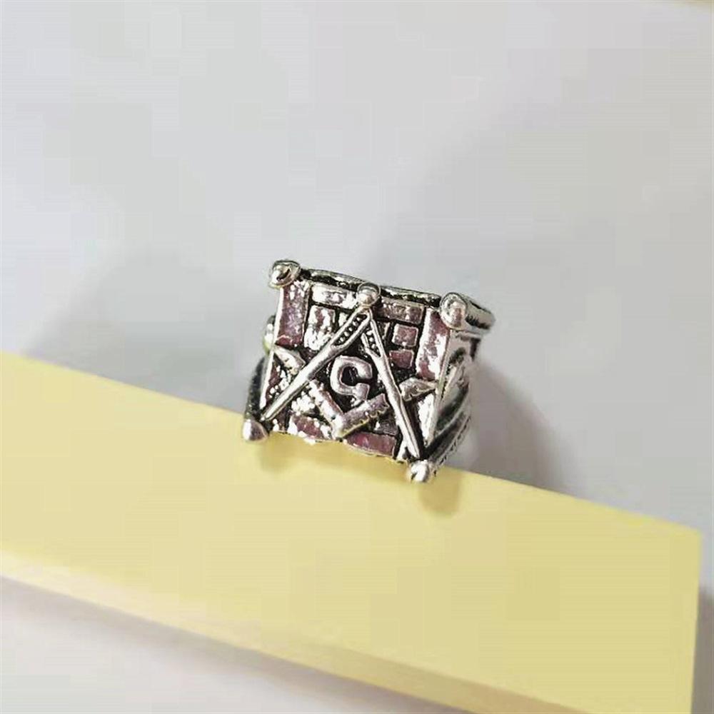 Vintage Masonic Ring Geometric Sun Moon Men's Ring