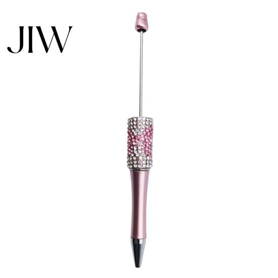 Gift for Women Diamond Beadable Pens, Bling Rhinestone Beaded DIY Plastic Bead Pen, Crystal Smooth Writing Experience Shaft Black Ink Ballpoint