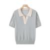 Ice Silk Short-Sleeve Knit T-Shirt with Lapel for Moms - Stylish Summer Fashion for Middle-Aged and Elderly Women