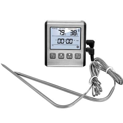 Digitales Thermometer mit Edelstahlsonde Alarm Küche Fleisch Timer Temperaturmesser Messung für Ofen BBQ Grill Kochen
