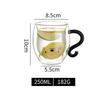 250ml Cartoon Cat Double Wall Glass Cute Coffee Tea Cup Heat-resistant Coffee Mug Handle Espresso Cup For Latte Cappuccino