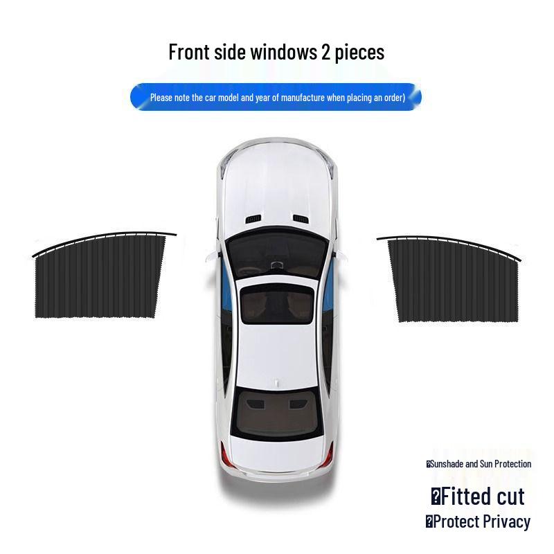 Magnetic Car Window Sunshade Curtains: Privacy Blackout, Heat Insulation, Sliding Rails