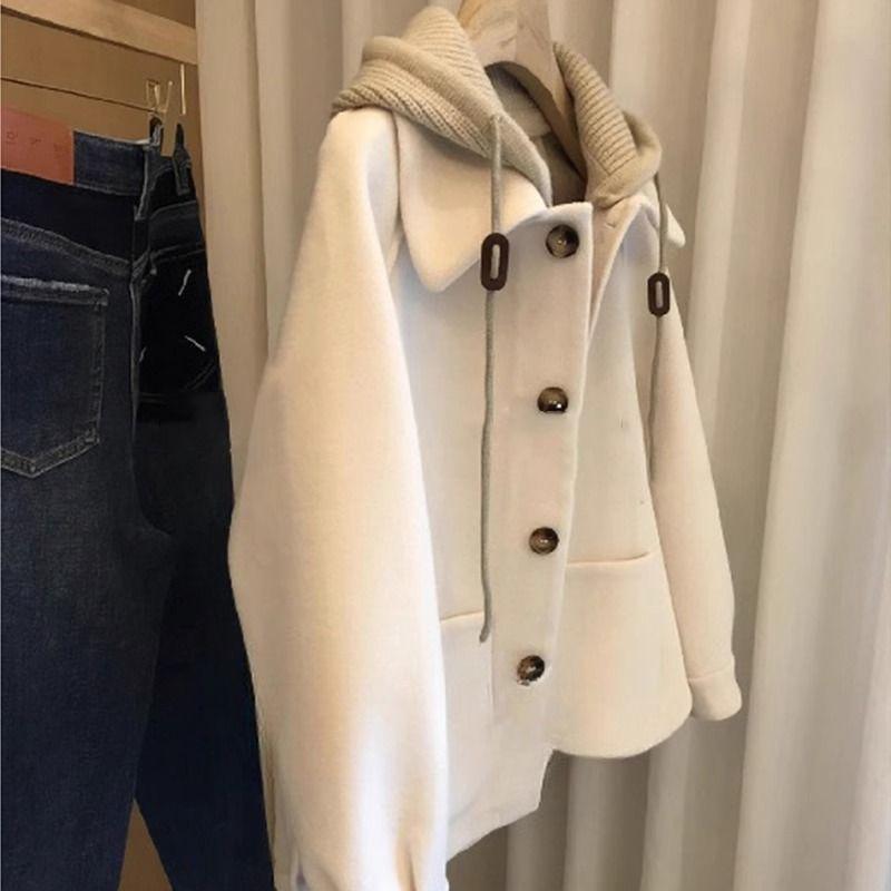 

Пальто из искусственного меха с капюшоном в стиле пэчворк в корейском стиле для женщин, осенне-зимнее, больших размеров, женское, свободного кроя, приталенное, нишевый стиль, модные, самые продаваемые топы Beige 2XL