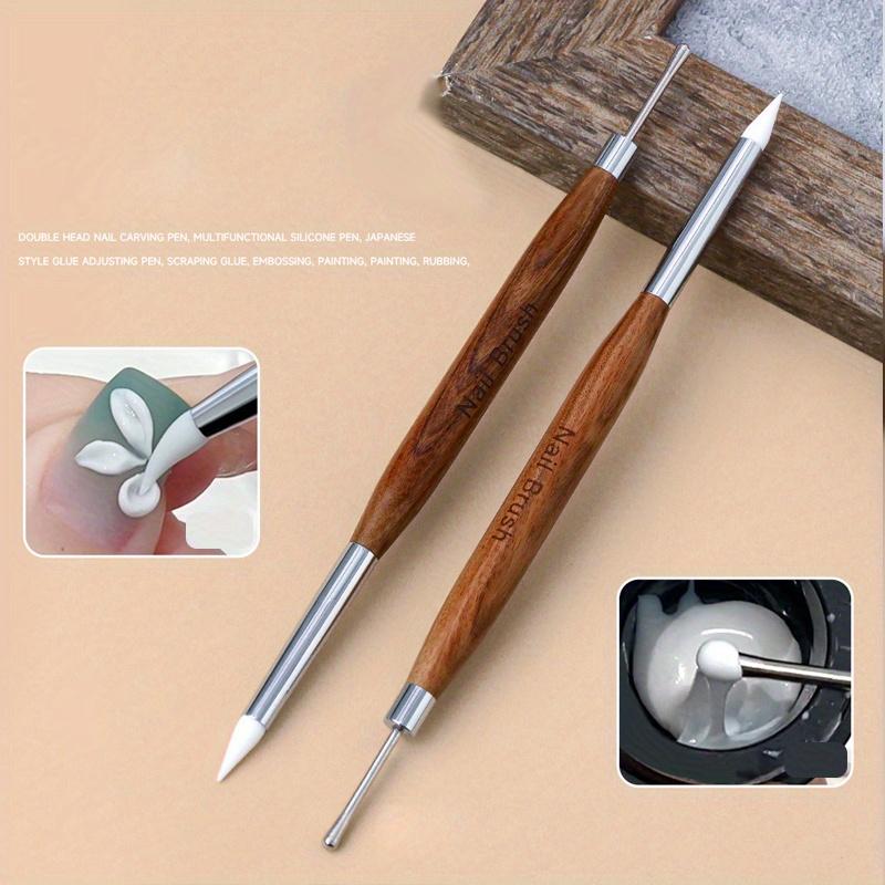2Pcs Double-Head Nail Silicone Brushes Nail Art Dotting Pens, Sculpture Pen Set, Clay Sculpting Drawing Tools Gel Dotting Drawing Painting Pen