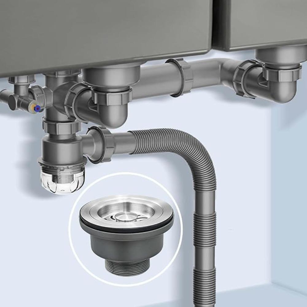 Abflusssieb aus Edelstahl für die Spüle, für Zuhause, Küche, Hardware-Tools mit abnehmbarem, tiefem Abfallkorb und Verschlussdeckel, Zubehör