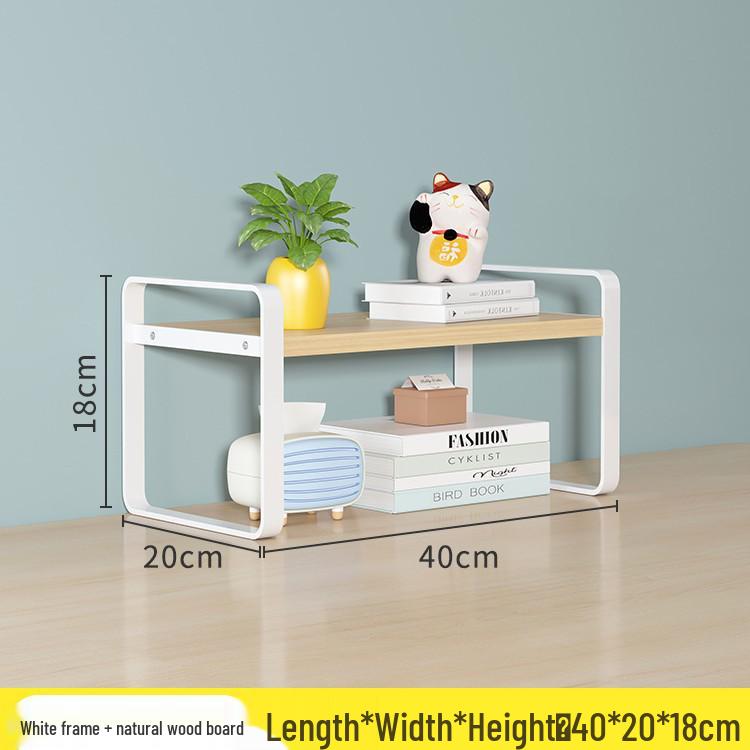 Dual-Layer Desktop Storage Rack & Office Organizer Bookshelf