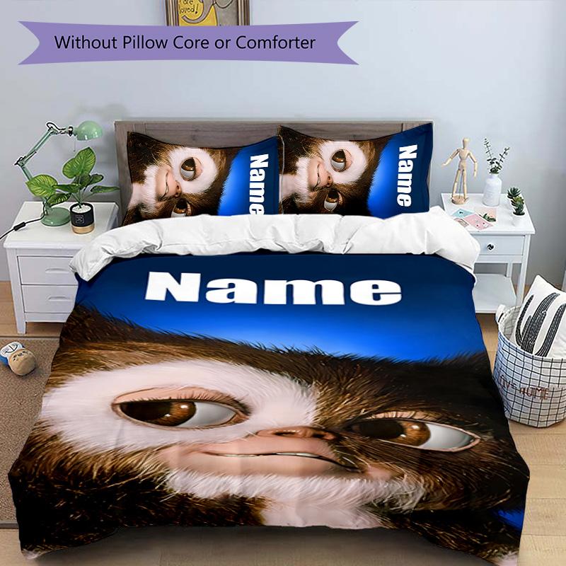 3pcs Gremlin1 Cover Set - Personalized Name, HD Printed Bedding with 1 Cover and 2 Pillowcases - Perfect for Home Decor, Easy Care