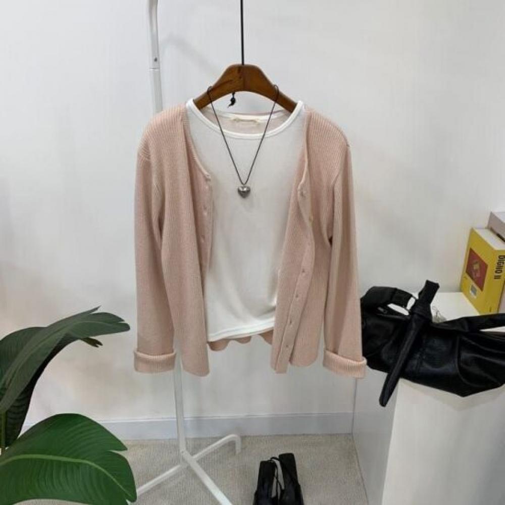 C S In The Room Soha Ribbed Long Sleeve Knit Cardigan 5Color