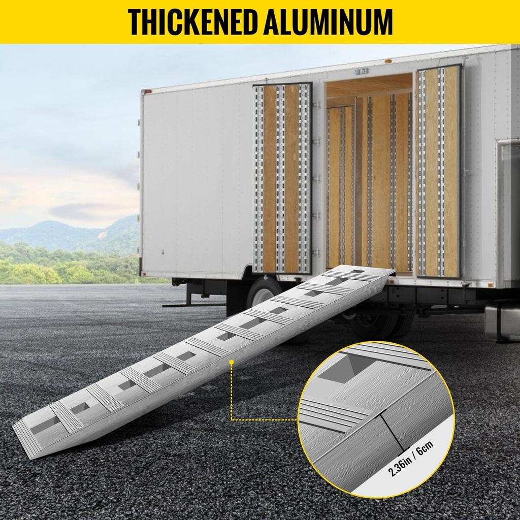 60\'\' X 12\'\' Aluminum Trailer Ramps 6000LBS Total Beavertail Hook End 1 Pair 2 Ramps
