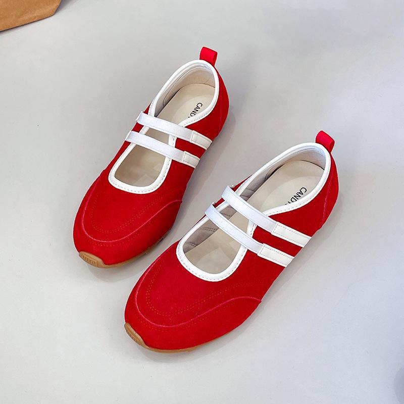 

2025 новые ретро балетки с двойным ремешком, универсальные повседневные туфли Мэри Джейн, плоские, с мелким вырезом, одинарные туфли женские 40