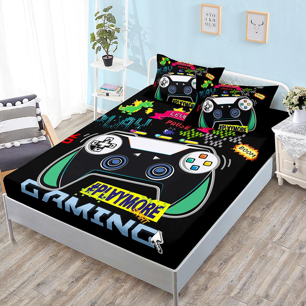 Dazzling Black Gamepad Three-Piece Mattress Kit, Mattress Cover, Mattress Protective Cover