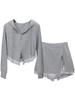 Lingerie Style Lace Hooded Sweatshirt And Midi Skirt Set For Casual Wear