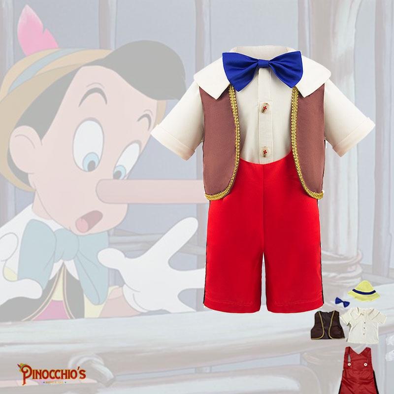 Nuovo Arrivo Costume Cosplay da Pinocchio per Ragazzi Set da Tre Pezzi Per Spettacolo Travestimento