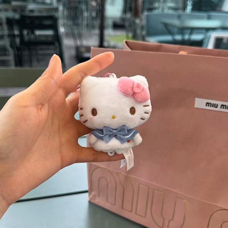 Charming Hello Cat Plushy Keycharm Mini Downy Toy Purse Trinket Cute Girly Hanger For Bagpack Car Key Decoration Treat