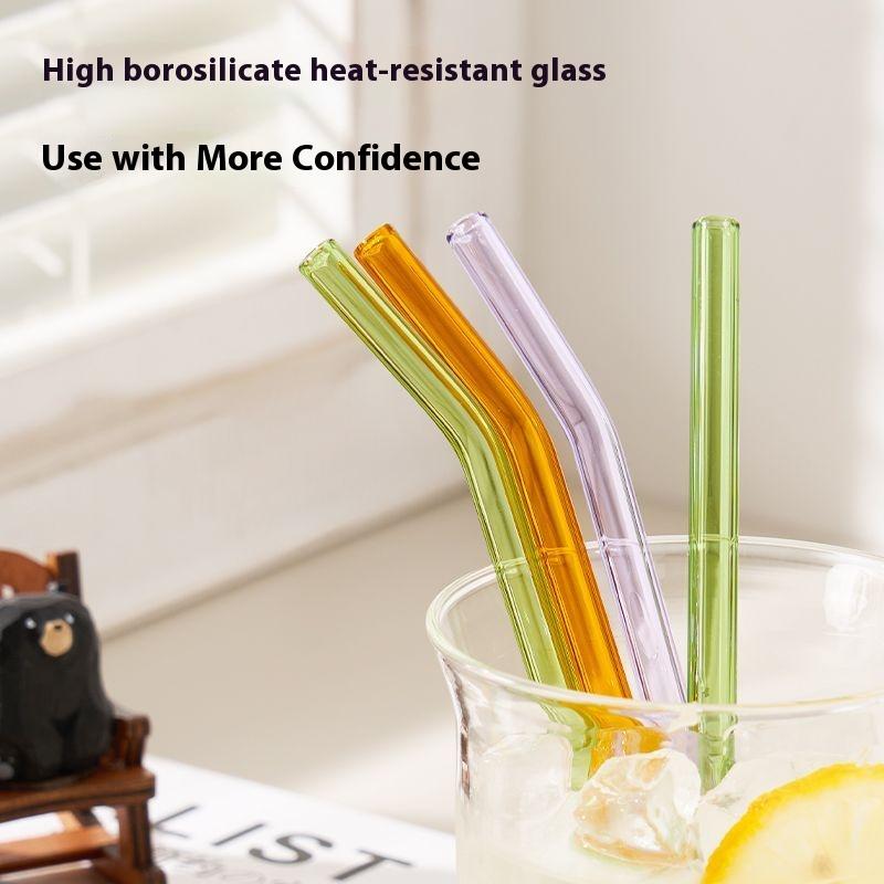Gianxi Colored High-Value Glass Straw Non Disposable High Temperature Resistant Food Grade Transparent Drinking Glass Straw