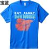 Relaxed Fit Unisex Oneck Tshirt Cotton Eat Sleep Blow Bubbles Fish Art Design Anime Man Top Tees Summer Cotton Teeshirt Unisex
