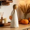 Resin Flower Girl Statue Holding Bouquet Figurine, Faceless Lady Statue, Romantic Desktop Ornament for Hand Carved Portrait Sculpture Living