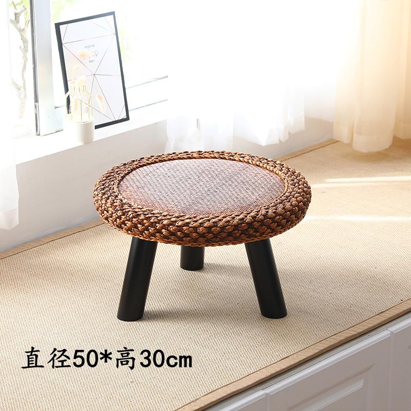 Handwoven Rattan Tea Table Japanese Tatami Style Small Space Coffee Stand Natural Living Room Furniture for Zen Decor