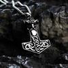 Nordic Viking Thor's Hammer Pendant Necklace - Stainless Steel & Titanium